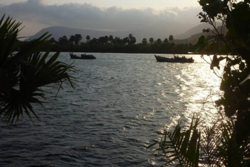 Potential Land & Resort for sale Kampot River Bank - Evening View