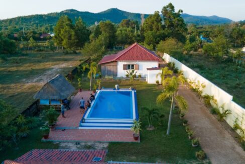 European-Style Home with Mountain Views and Swimming Pool for Sale in Kep