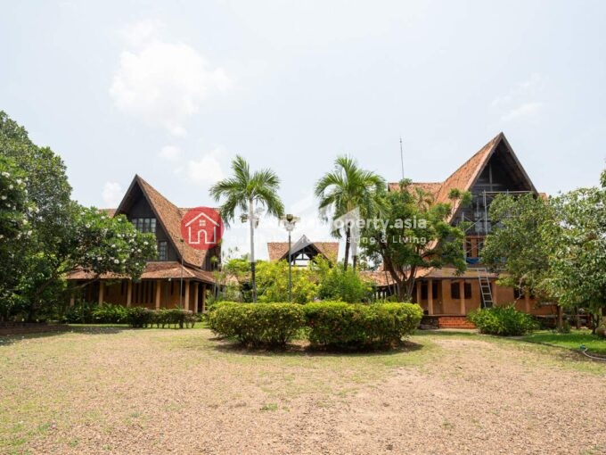 Khmer-Style 7-Bedroom Riverfront Villa for Sale in Chbar Ampov, Phnom Penh