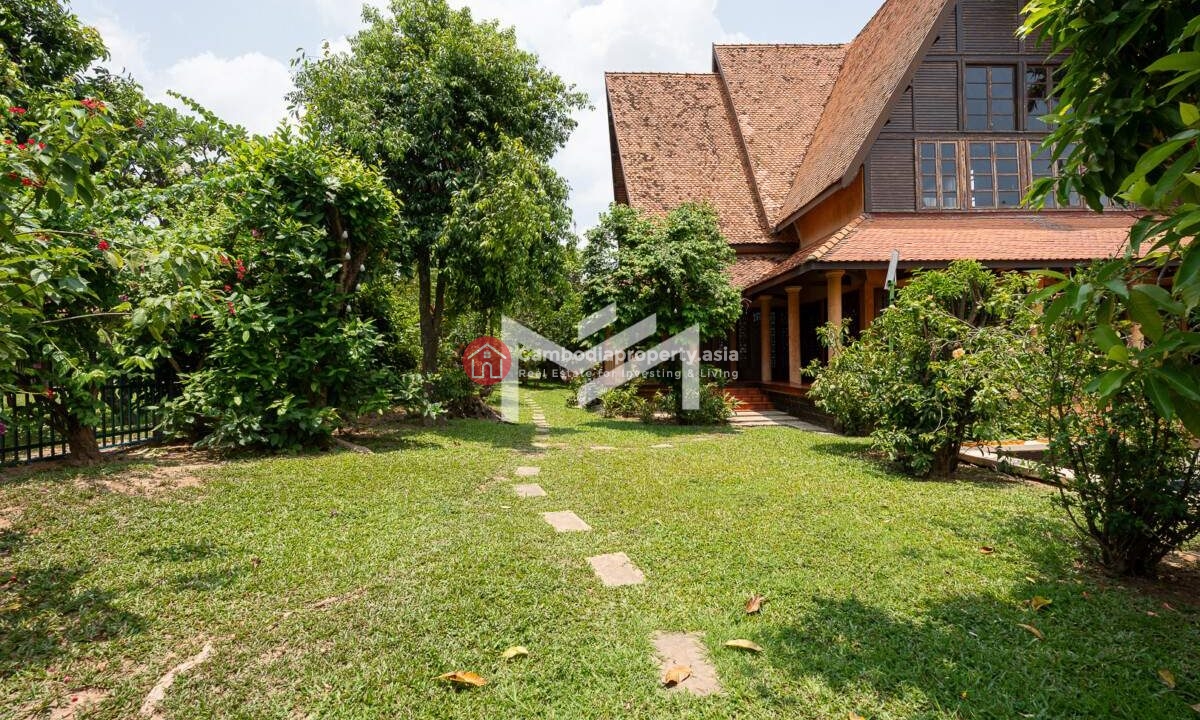 Khmer-Style 7-Bedroom Riverfront Villa for Sale in Chbar Ampov, Phnom Penh