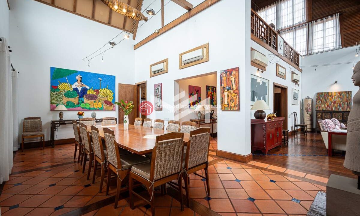 Khmer-Style 7-Bedroom Riverfront Villa for Sale in Chbar Ampov, Phnom Penh