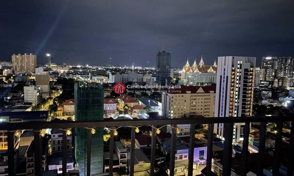 Modern 2-Bedroom Condo for Rent in Boeng Trabek – Prime Location Between Russian Market & BKK Night View