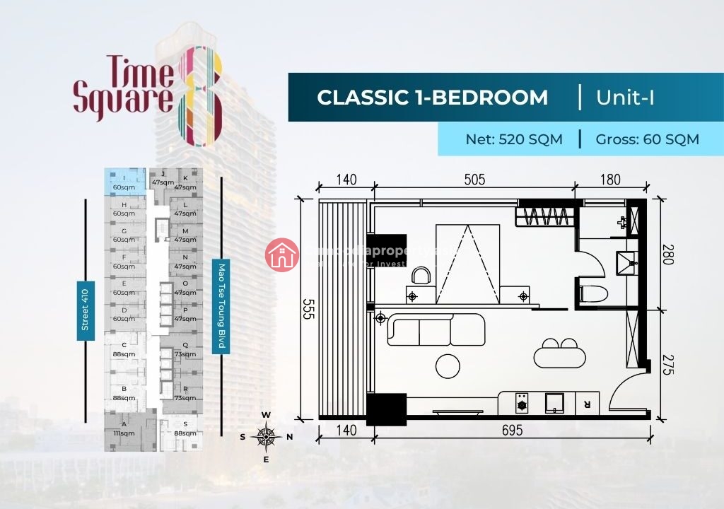 1 Bedroom Condo For Sale – Time Square 8 Condominium Type I