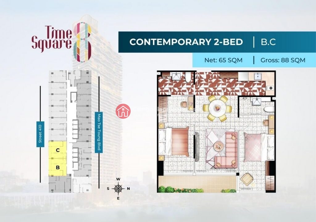 2 Bedroom Condo For Sale – Time Square 8 Condominium Type B&C
