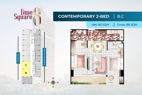 2 Bedroom Condo For Sale – Time Square 8 Condominium Type B&C