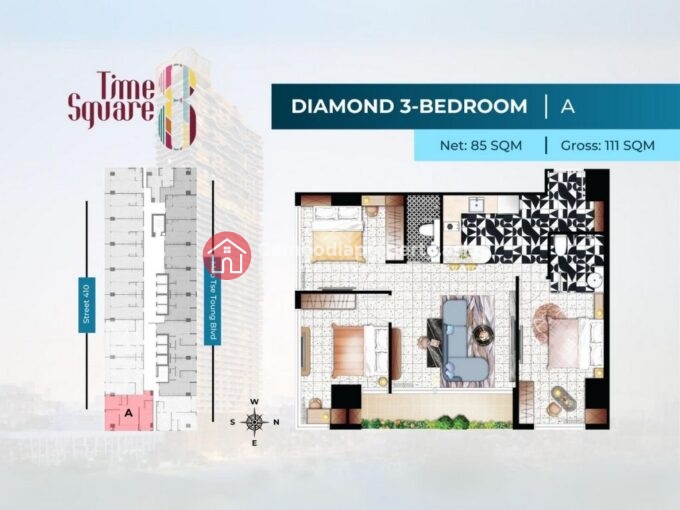 3 Bedroom Condo For Sale – Time Square 8 Condominium Type A