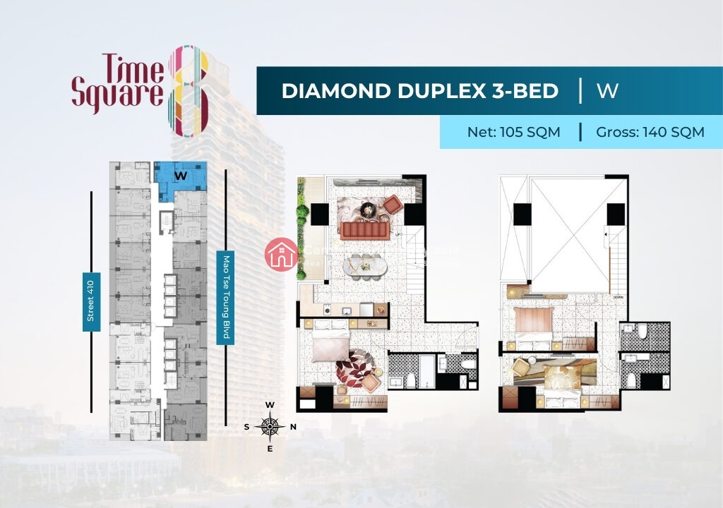 3 Bedroom Duplex Condo for Sale | Time Square 8 Phnom Penh near Russian Market