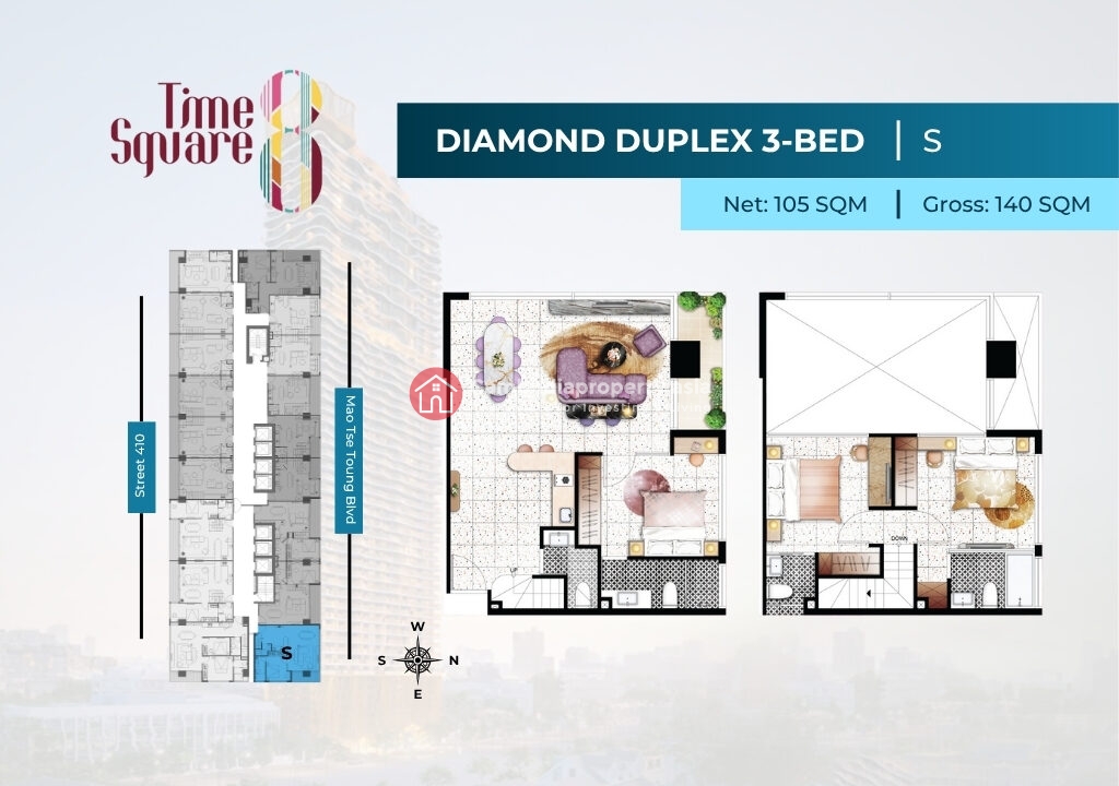 3 Bedroom Duplex Condo for Sale | Time Square 8 Phnom Penh near Russian Market