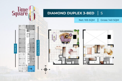 3 Bedroom Duplex Condo for Sale | Time Square 8 Phnom Penh near Russian Market