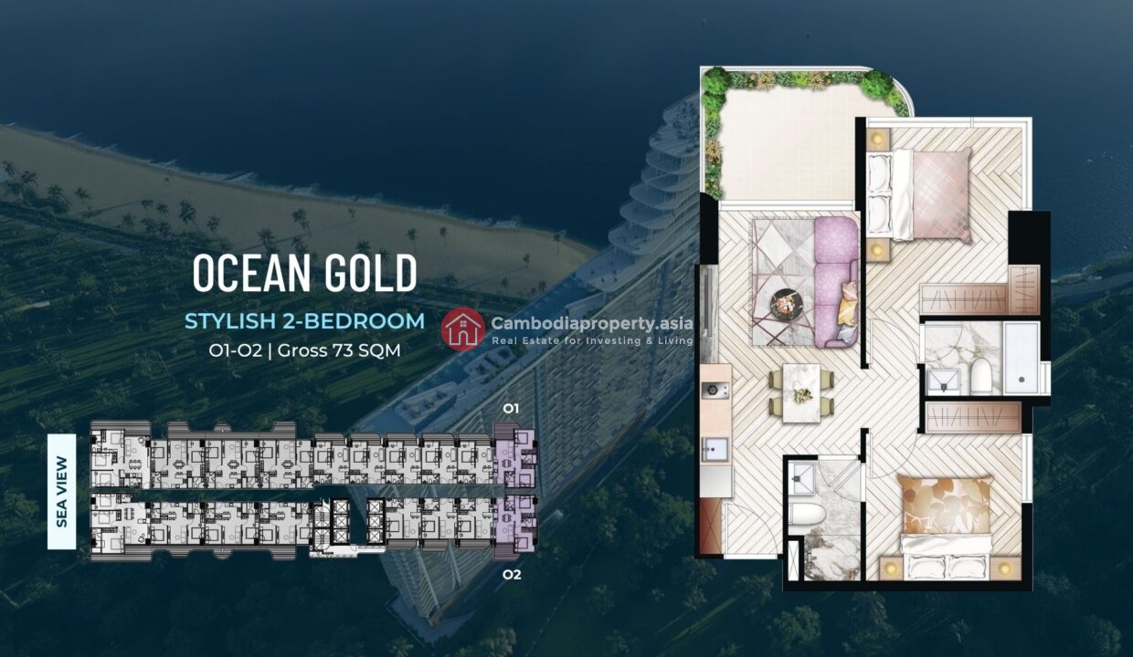 Golden 2 Bed Condo – Ocean Diamond Tower Time Square 10- 73sqm