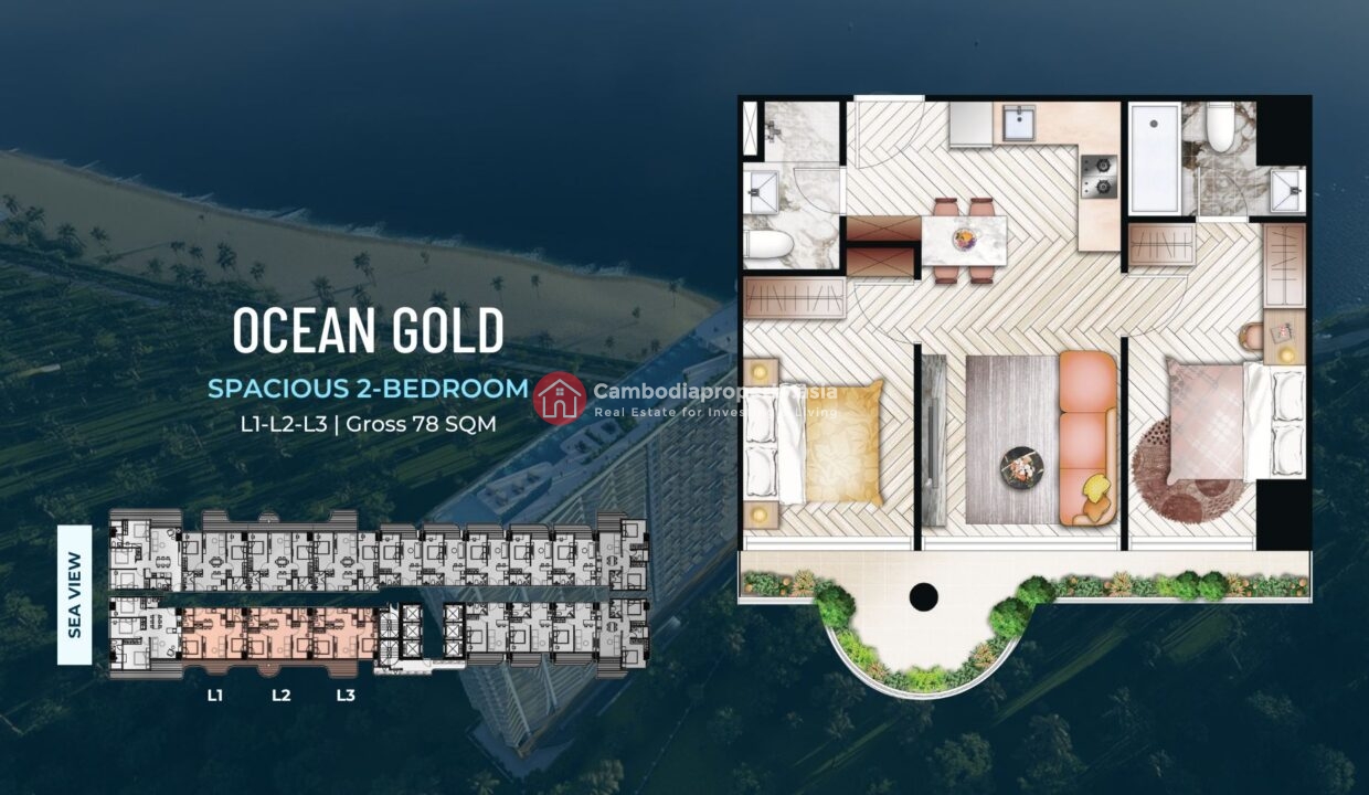 Golden 2 Bed Condo – Ocean Diamond Tower Time Square 10 - 78sqm