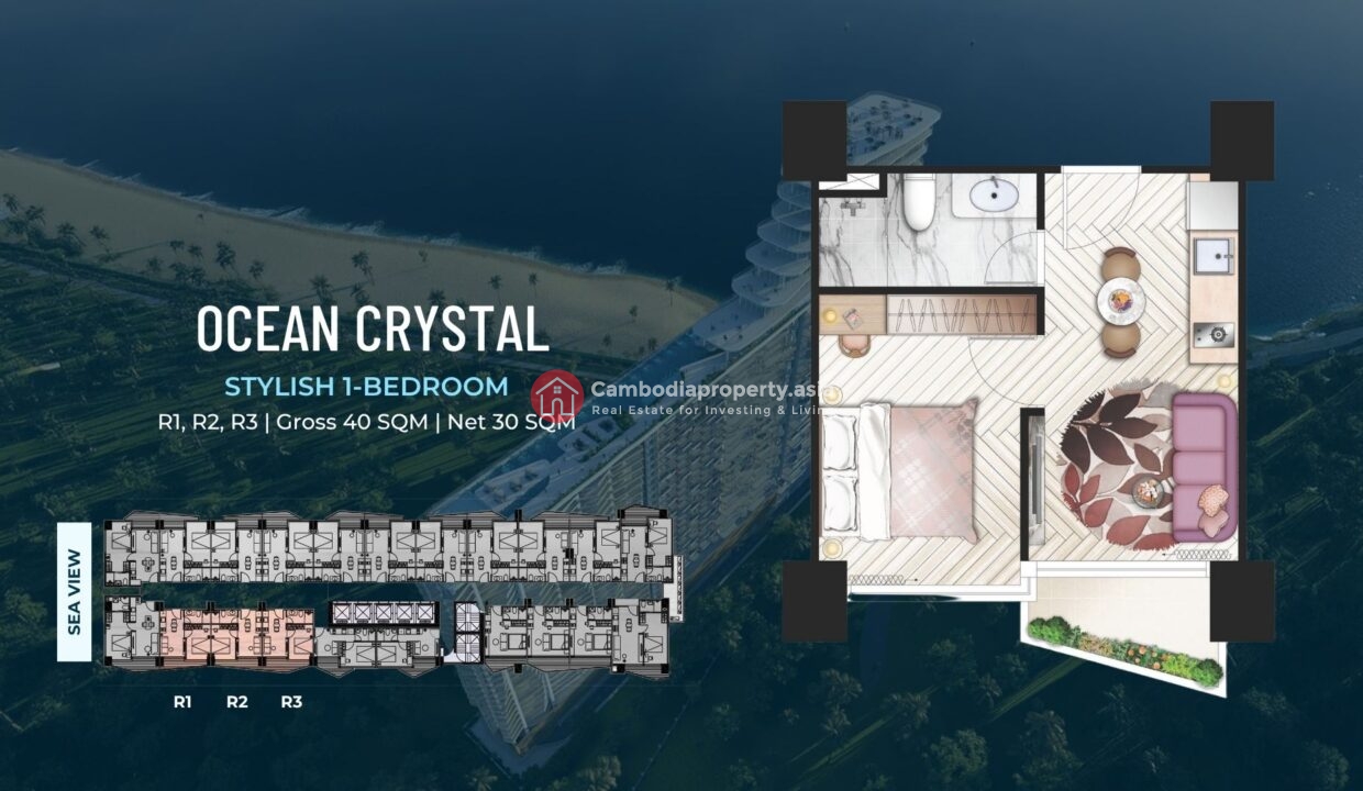 Stylish 1 Bed (40 sqm) – Ocean Crystal Tower