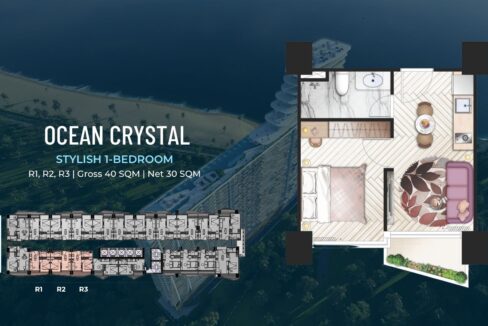 Stylish 1 Bed (40 sqm) – Ocean Crystal Tower