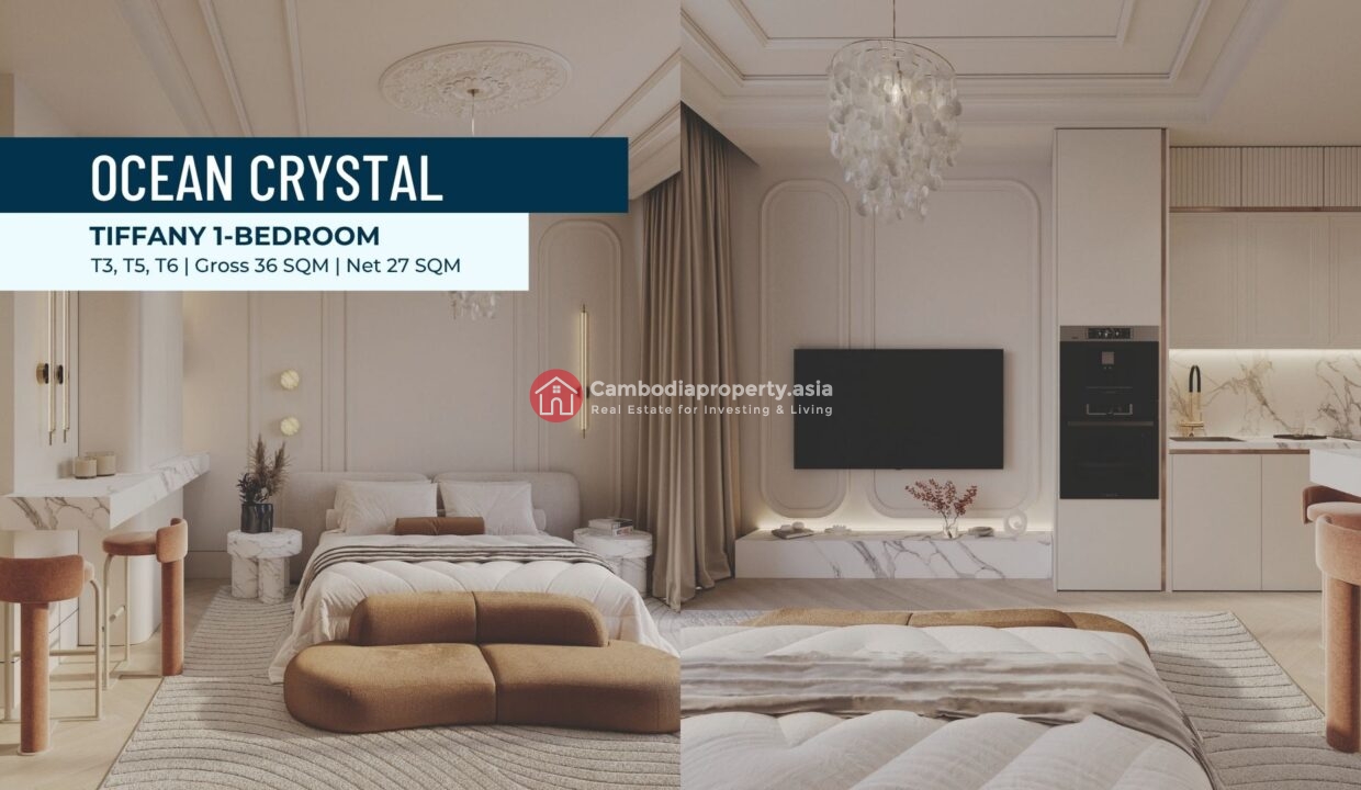 Tiffany 1 Bed Condo – Ocean Crystal Tower Otres Beach Interior 3D